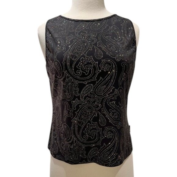 Versace Jeans Y2K Vintage Crystal Embellished Black Tank Top Camisole NEW - Picture 7 of 13